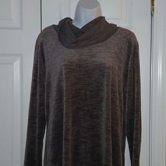 The Limited brown gray super soft cowl neck fall winter casual dress Sz L EUC - Picture 3 of 7